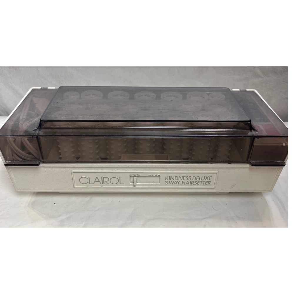 Vintage Clairol Kindness Deluxe 3-Way Hairsetter K-400S 20 Rollers White Cream